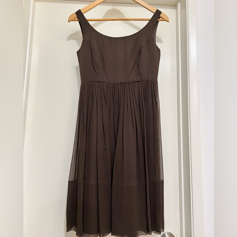 J. Crew Petite Brown Silk Midi Dress P0